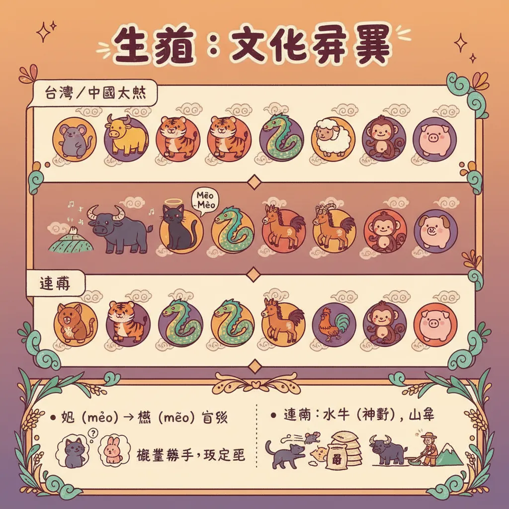 臺灣與越南的生肖差異：貓取代兔，水牛與山羊的在地化演變